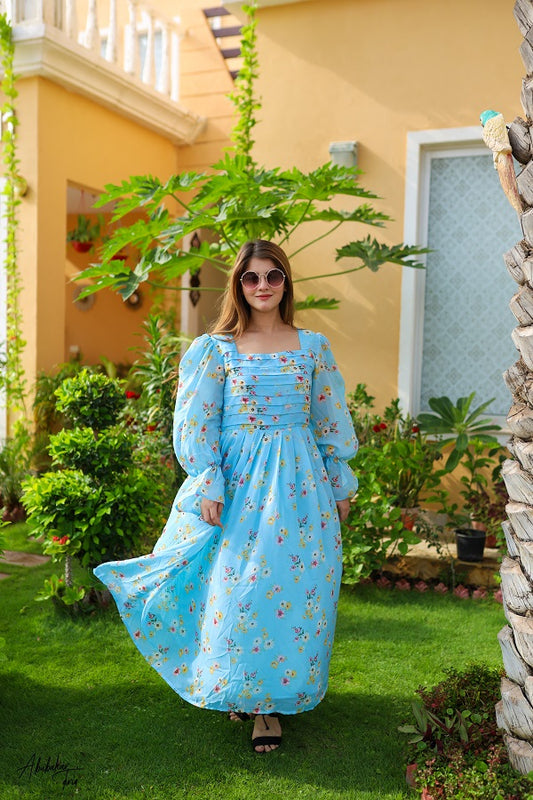 CHARMING BLUE FLORAL DRESS