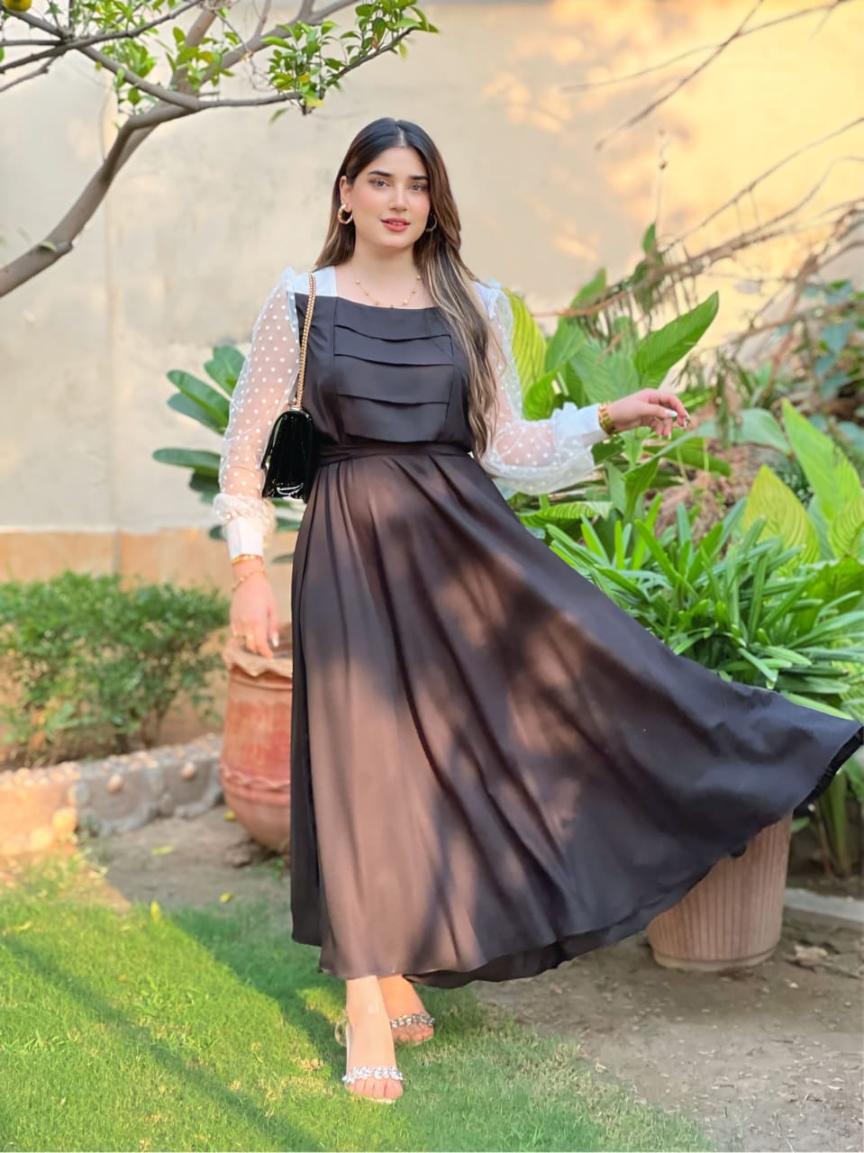 TWO TONE FRONT PLATTED DRESS