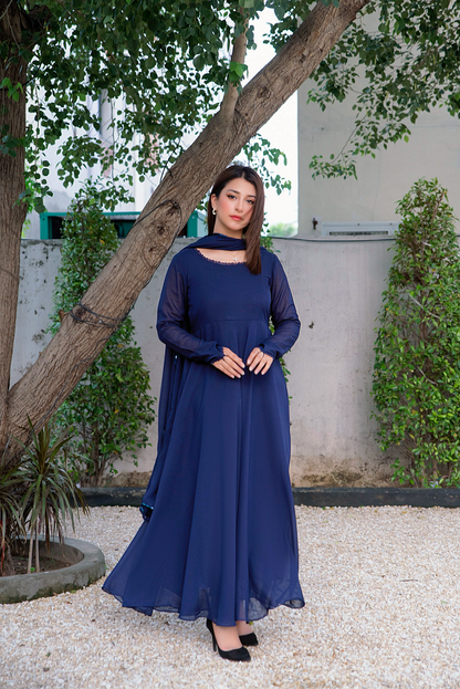 NAVYBLUE FROCK & DUPATTA