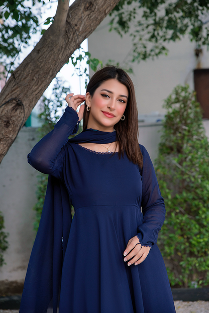 NAVYBLUE FROCK & DUPATTA