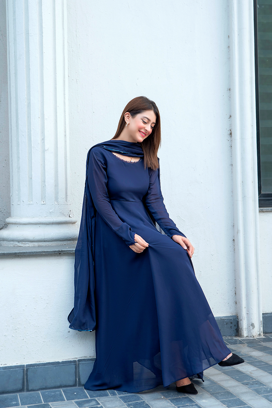 NAVYBLUE FROCK & DUPATTA