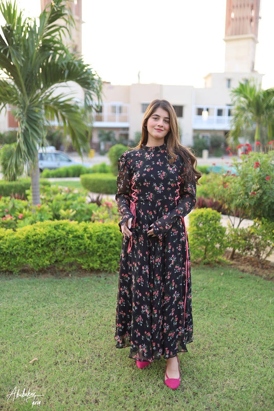 BLACK TWO SIDED TIE  KNOT DRESS