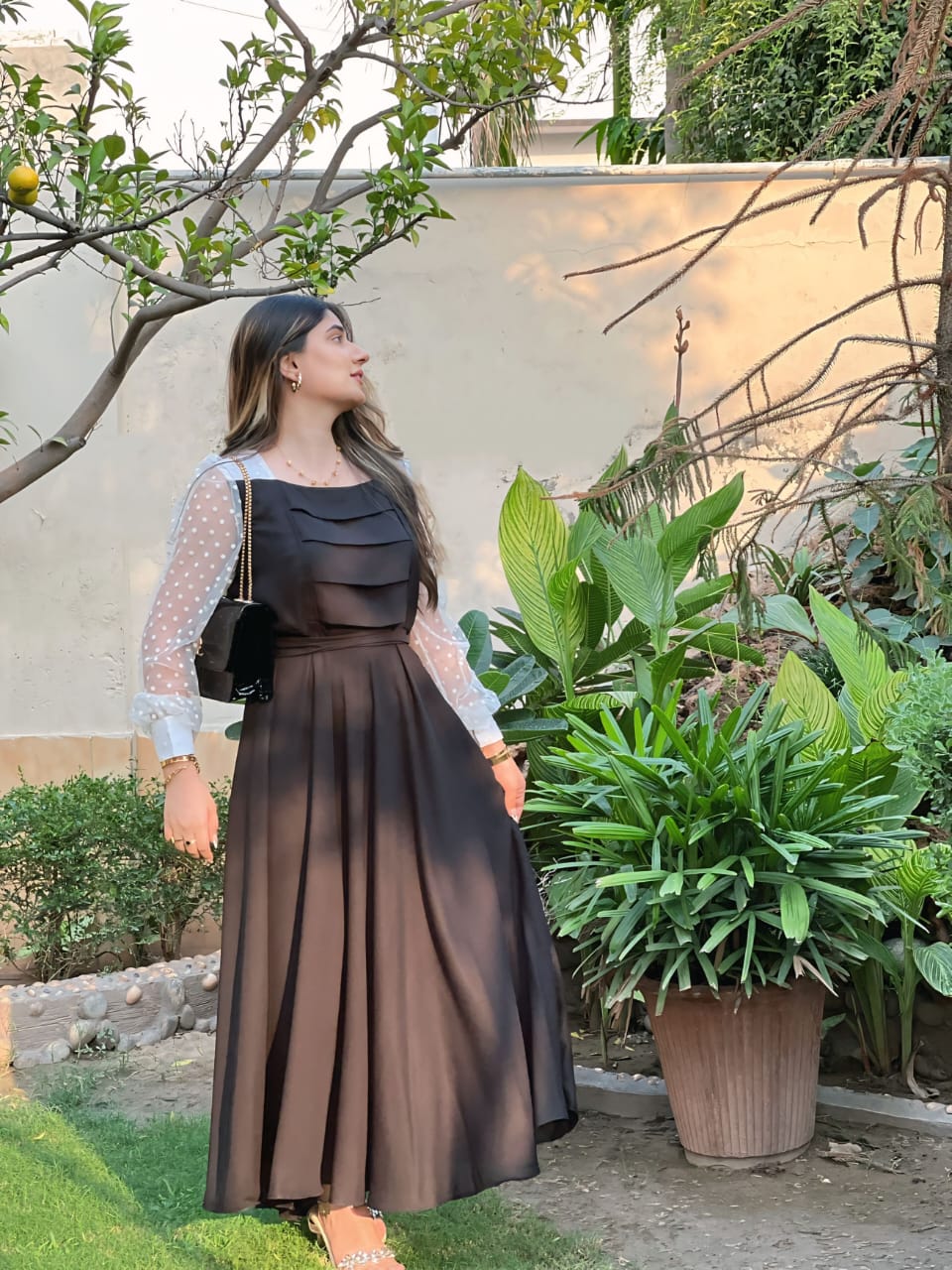 TWO TONE FRONT PLATTED DRESS