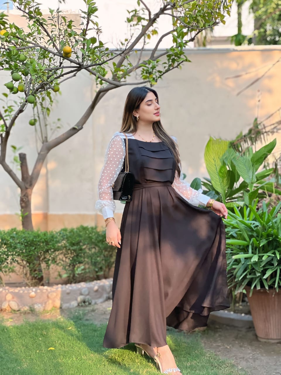 TWO TONE FRONT PLATTED DRESS