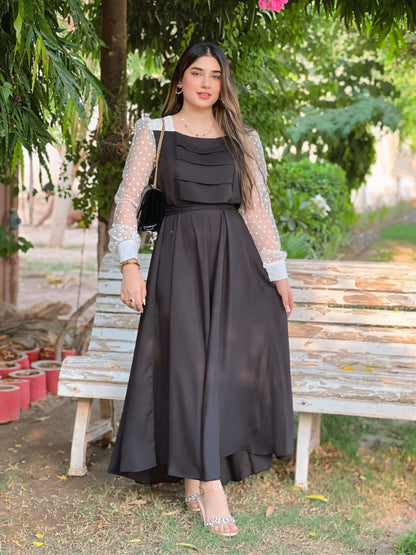 TWO TONE FRONT PLATTED DRESS