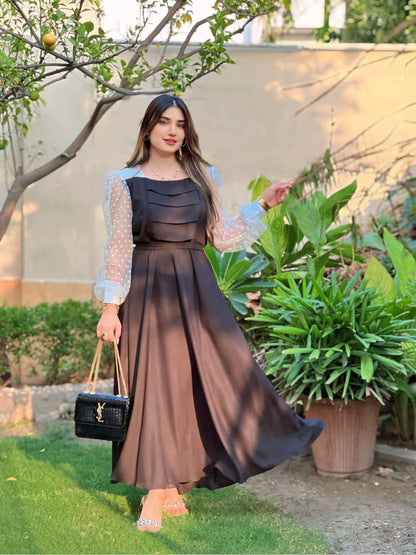 TWO TONE FRONT PLATTED DRESS