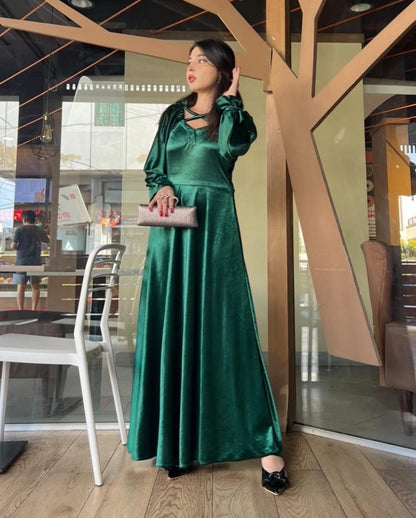 GREEN VELVET DRESS